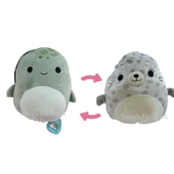 Squishmallow Odile The Spotted Seal And Cole The Green Sea Turtle Flip-A-Mallow 12" Stuffed Plush By Kelly Toy